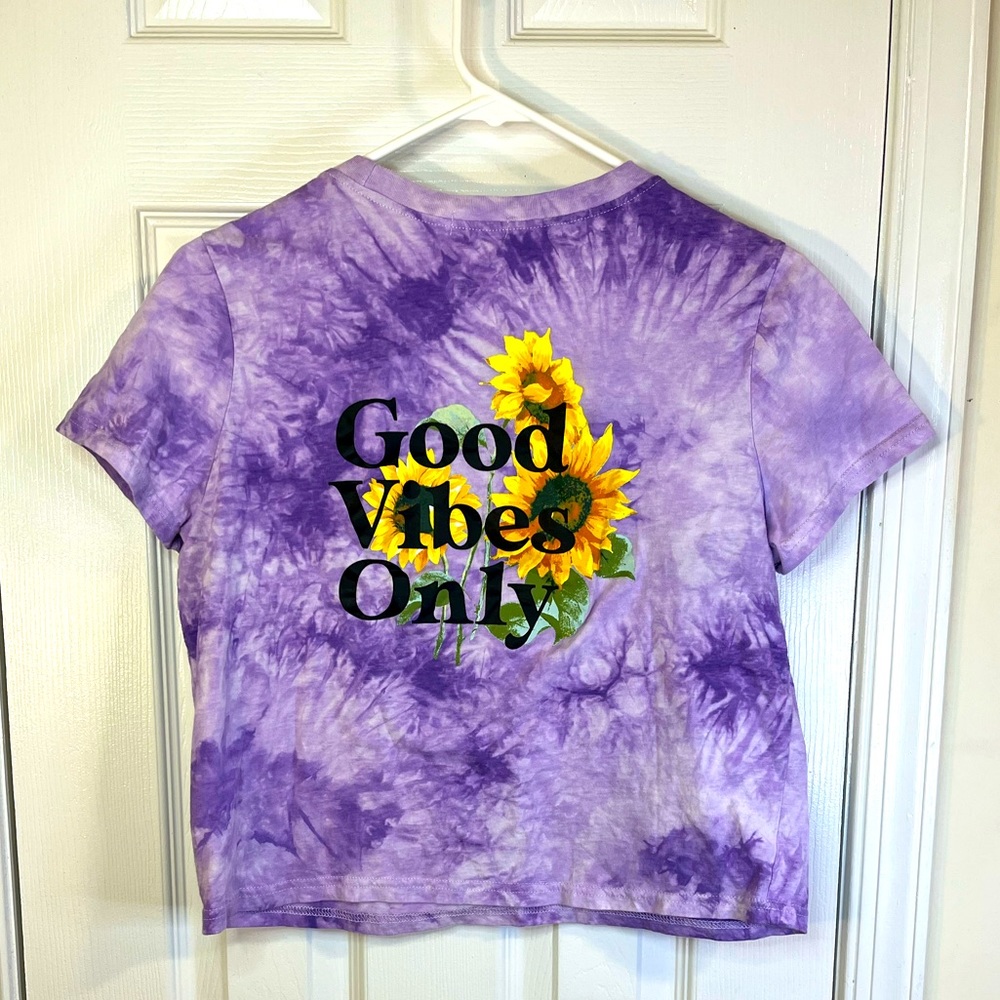 Good Vibes Purple Tie-Dye Cropped Tee - Picture 4 of 6